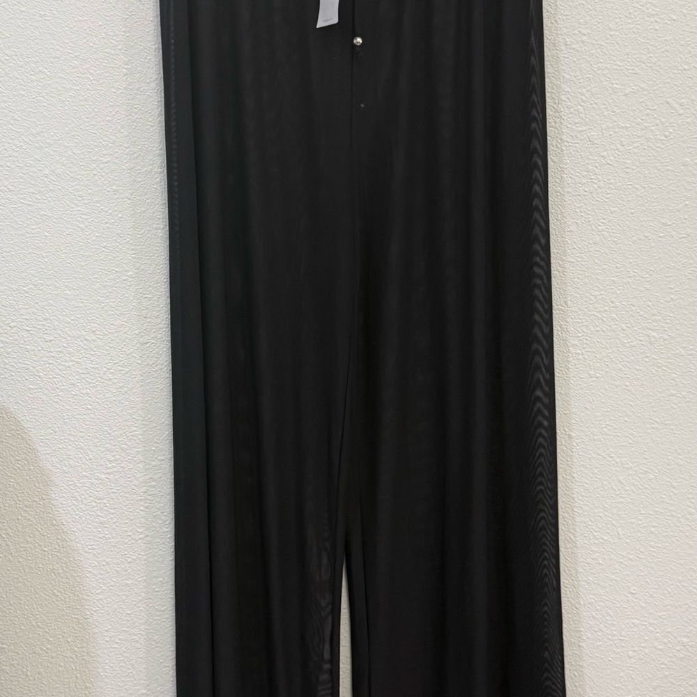 NWT Forever 21 XL Black Mesh Wide Leg Pants Women Sheer Y2K Party Festival